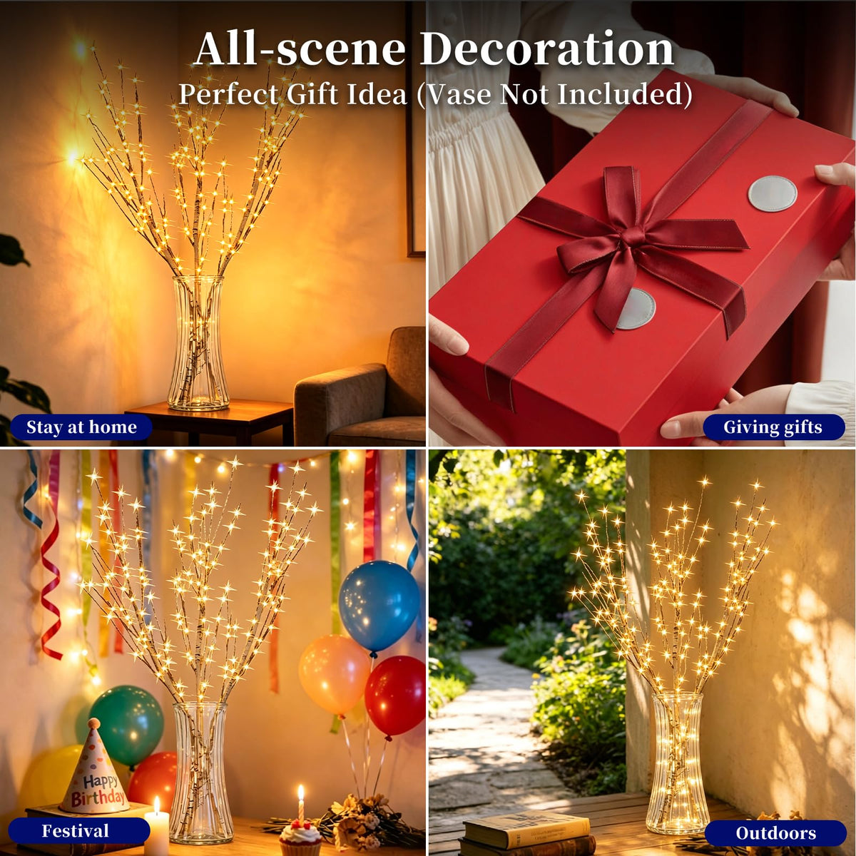 Lighted Birch Branches with Timer 33IN 180 LED Lights C30700