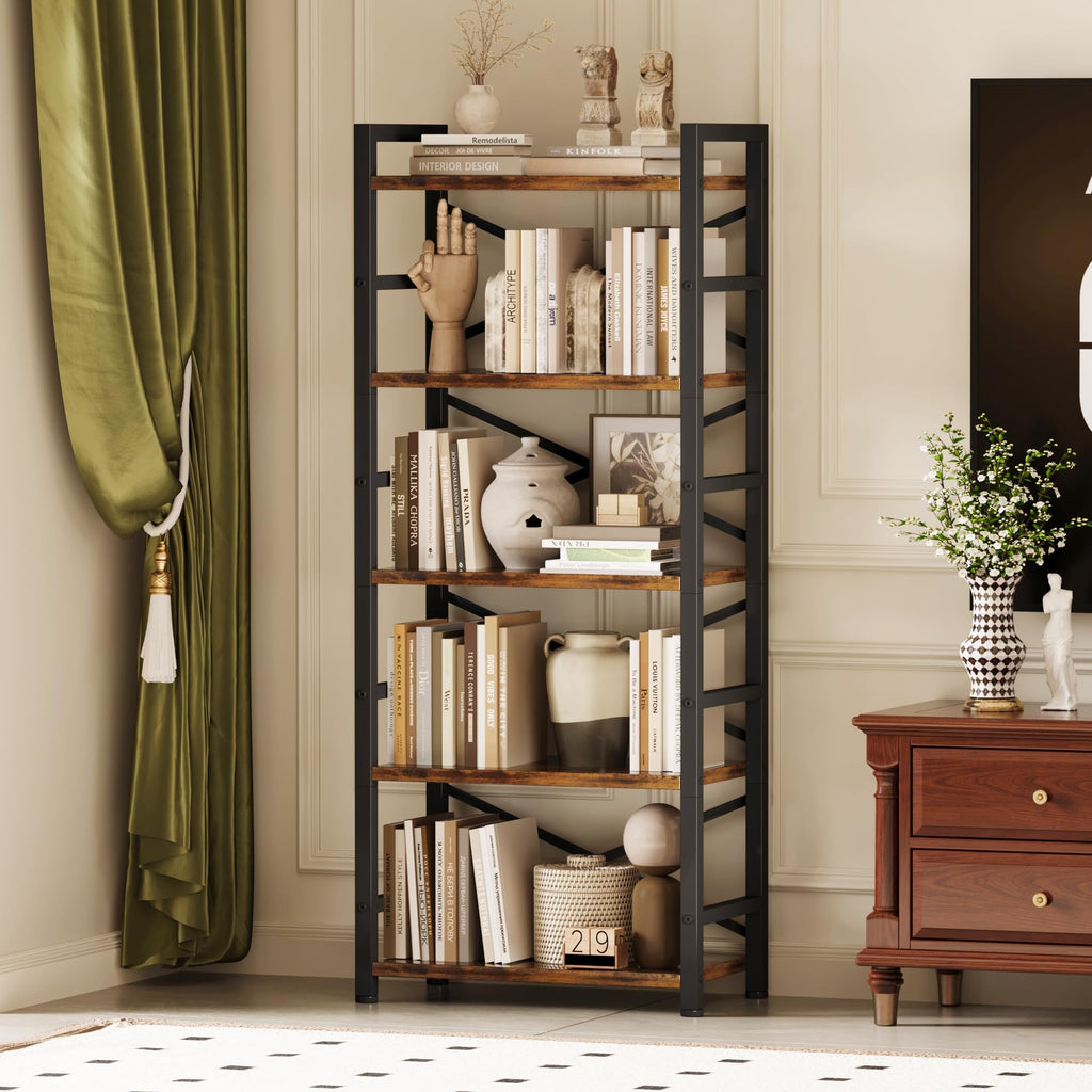 5 Tier Wood and Metal Bookshelf B3117