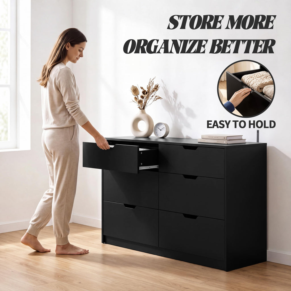 Black 6 Drawer Dresser M199