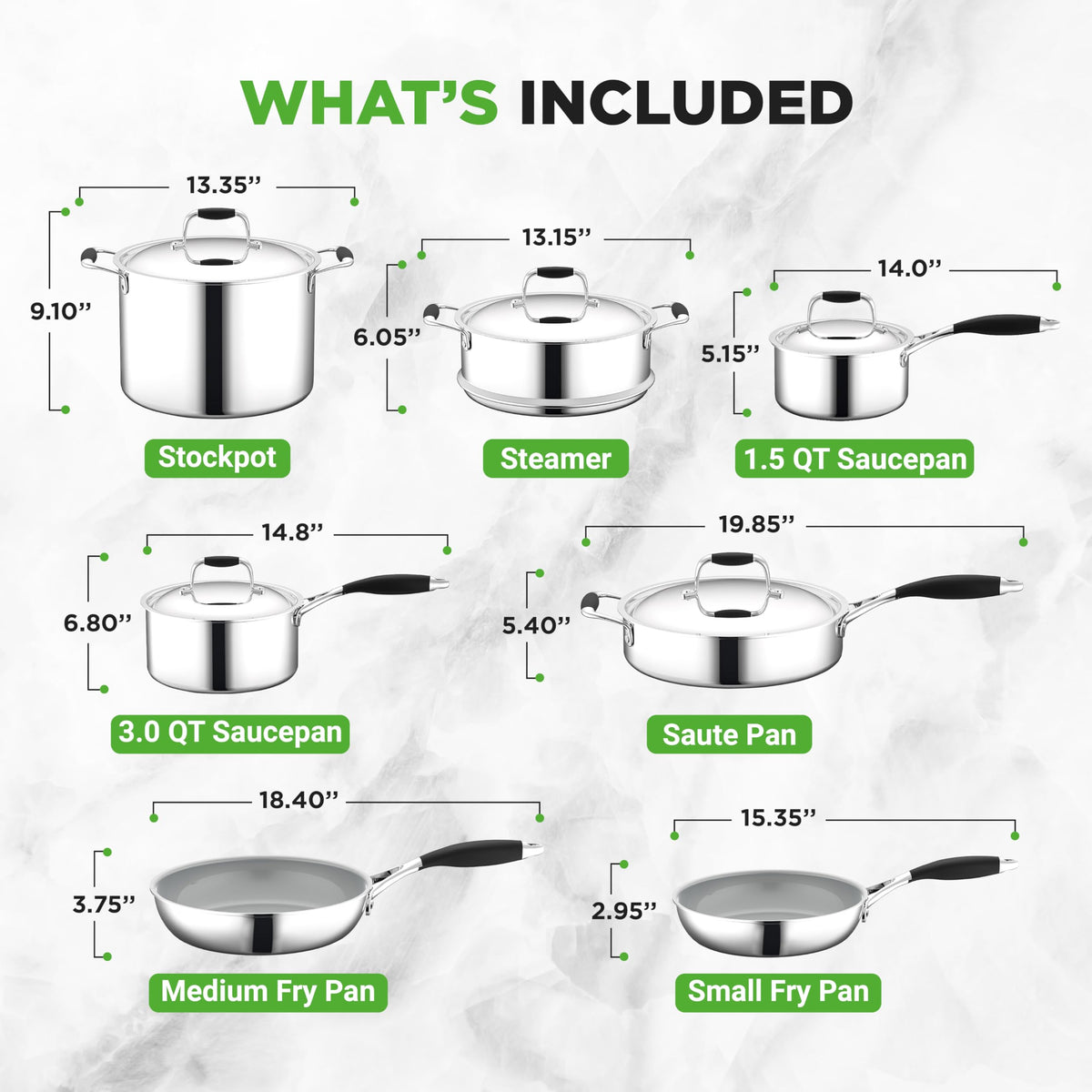 12-Piece Stainless Steel Non-Stick Cookware Set R6116