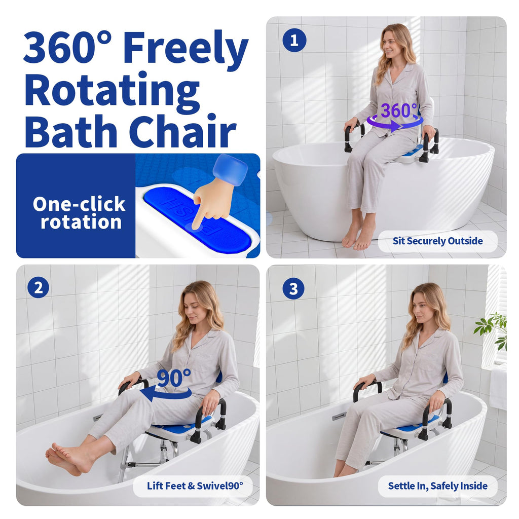360° Swivel Shower Chair, 500 lbs Capacity, Height Adjustable E238