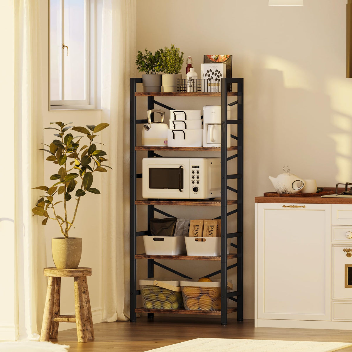 5 Tier Wood and Metal Bookshelf B3117