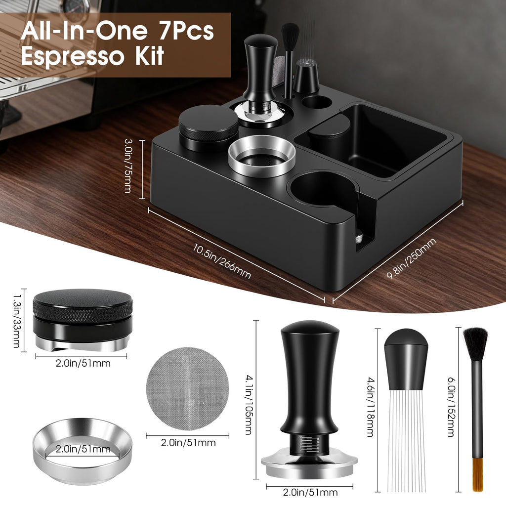 51mm Espresso Accessories Kit, Tamping Station, Knock Box, Tamper P761