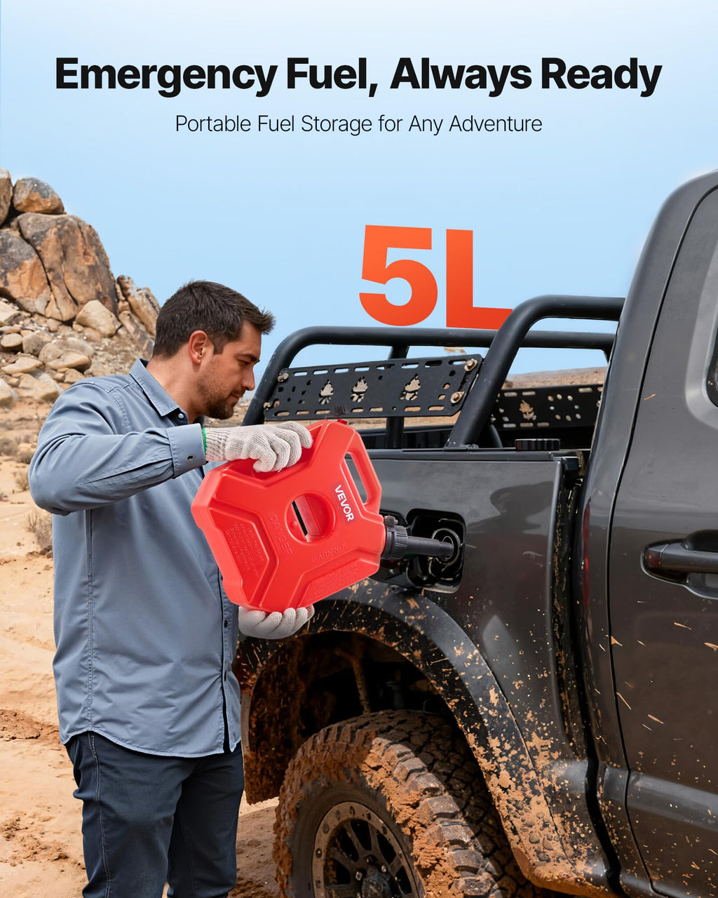 1.3 Gallon Gas Can with Spout and Lockable Bracket X8873