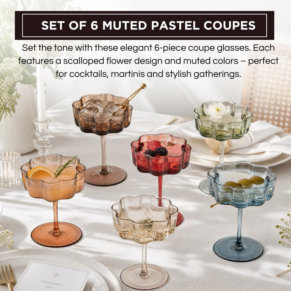 Scalloped Glass Coupes 7oz 6 Set E842098