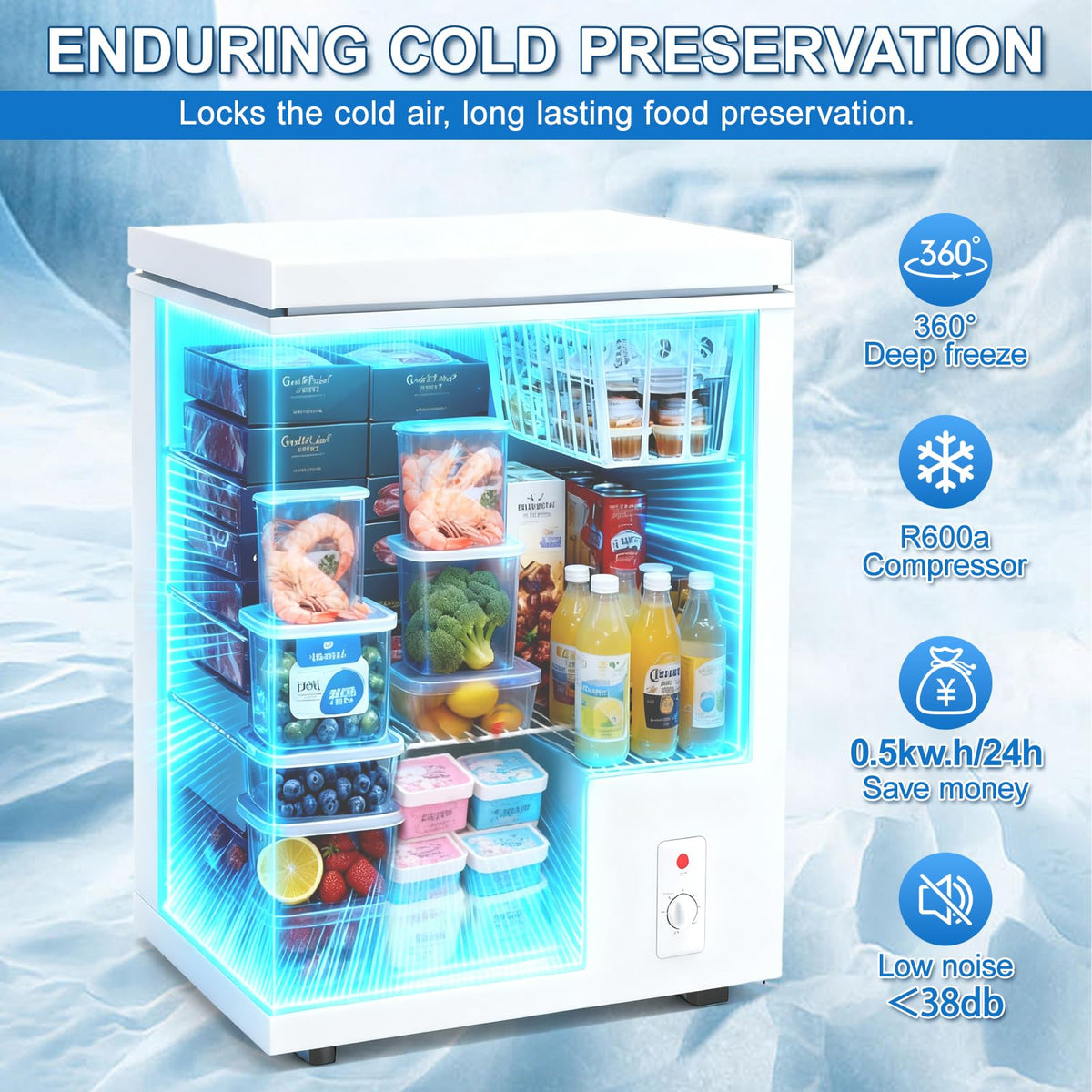 3.5 Cu.Ft White Chest Freezer with Basket Z394319