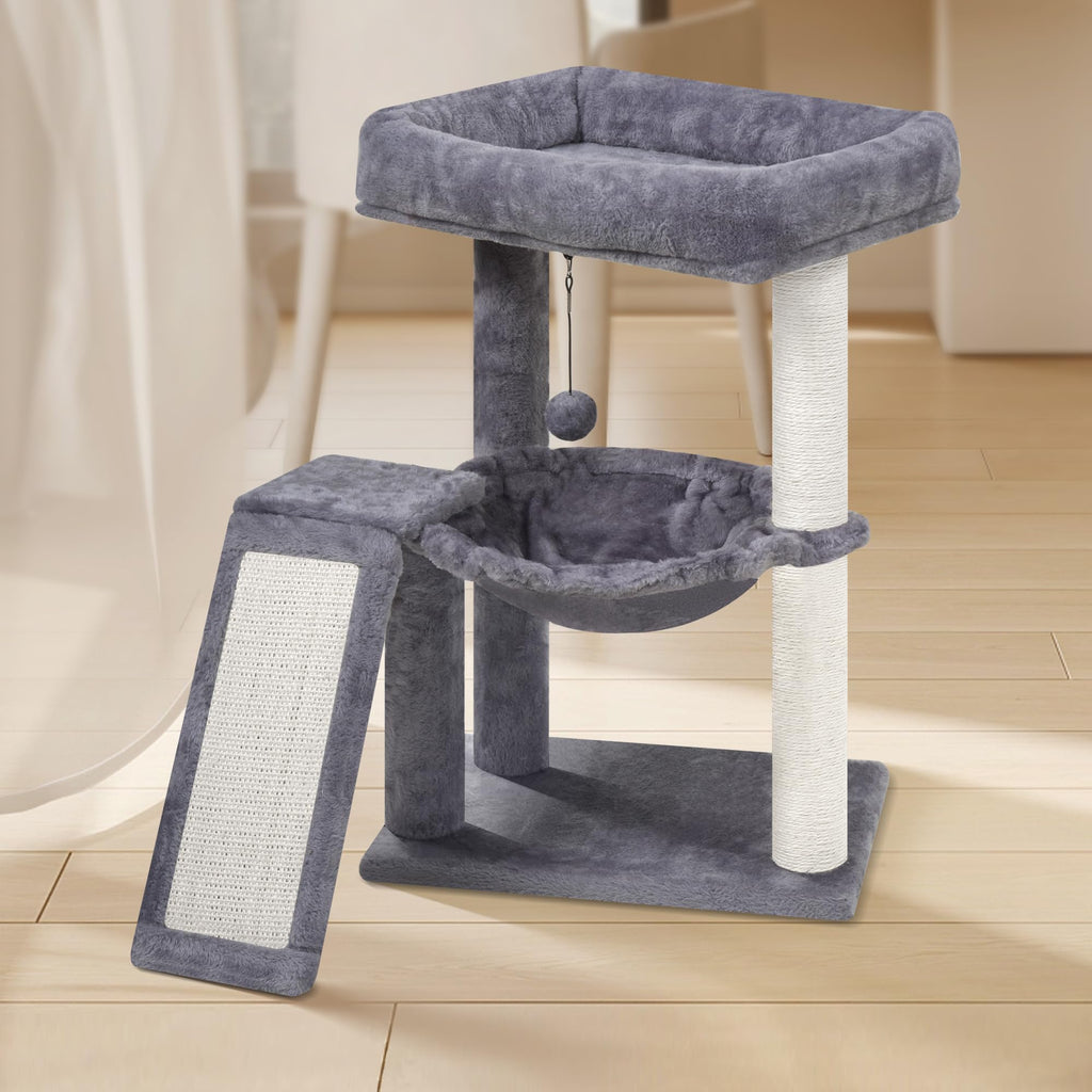 Cat Tree with Scratching Post and Hammock, Grey N655