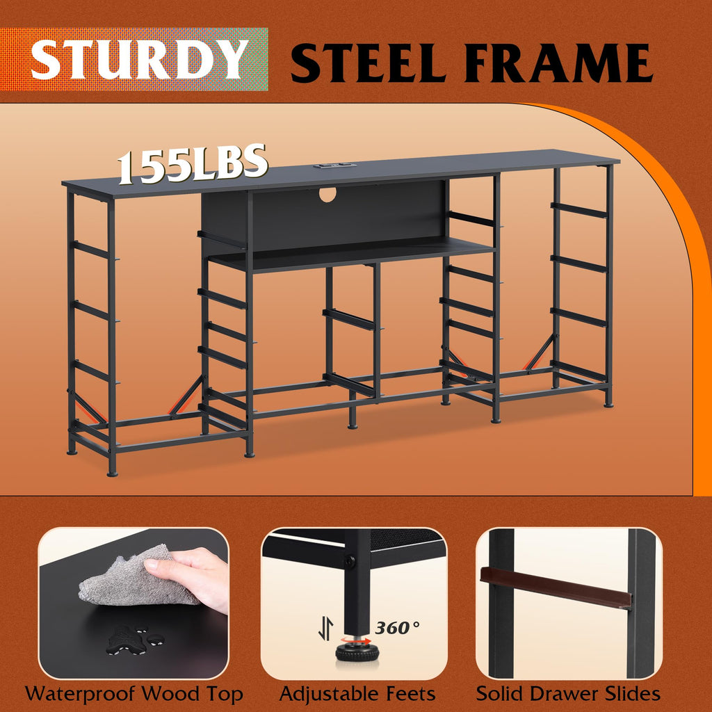 Black 12 Drawer LED Dresser TV Stand C376805