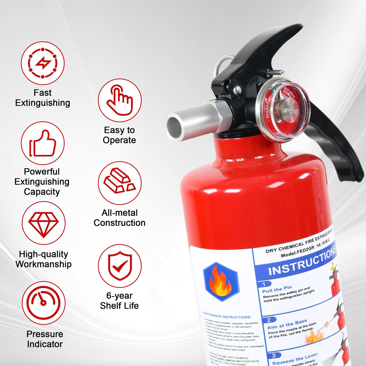 2.5lb ABC Dry Chemical Fire Extinguisher Y45898