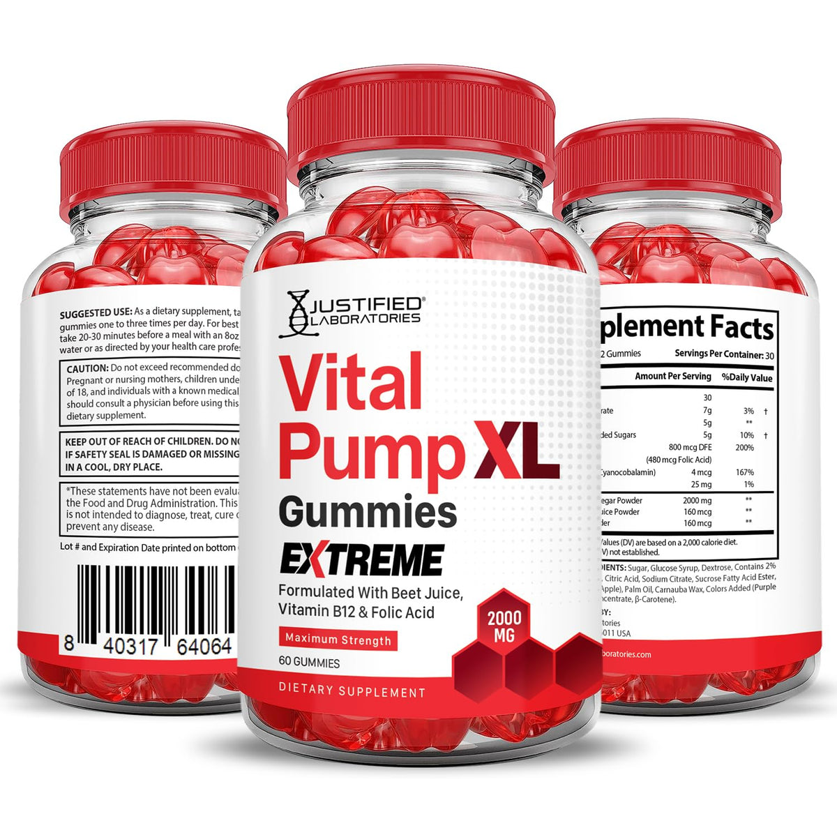 2000MG Beet Juice Pomegranate B12 Vegan Gummies V757