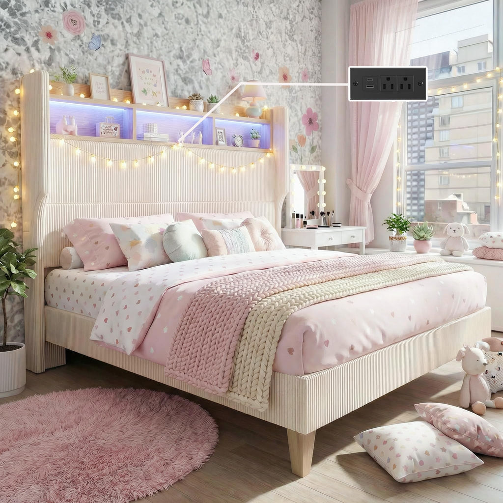 Queen Size Bed Frame with Tall Headboard P53404