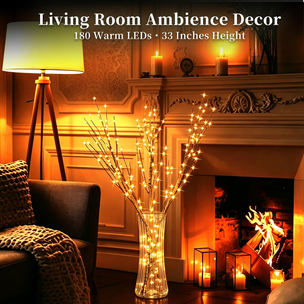 Lighted Birch Branches with Timer 33IN 180 LED Lights C30700