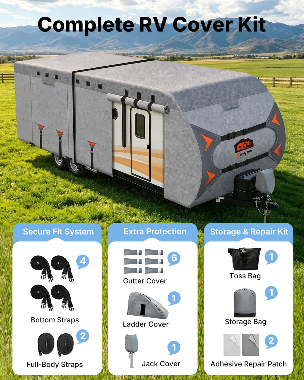 14-16FT Heavy Duty Rip-Stop RV Cover with Storage Bag T606938