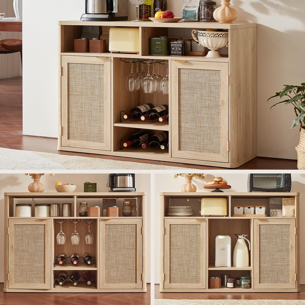 Rattan Wine Bar Cabinet with Storage T4250