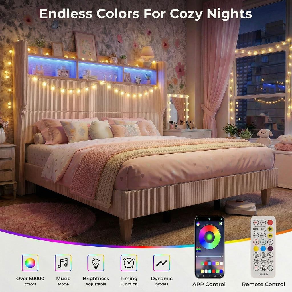 Queen Size Bed Frame with Tall Headboard P53404