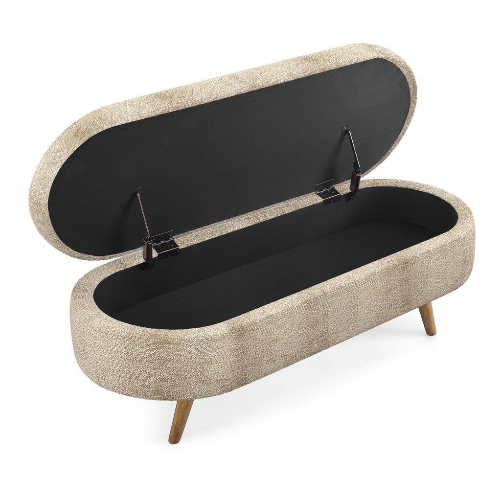 Oval Storage Bench with Rubber Wood Legs X274281