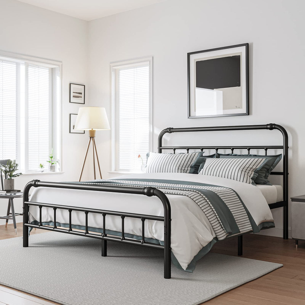 Full Size Metal Bed Frame with Iron Headboard Y175267