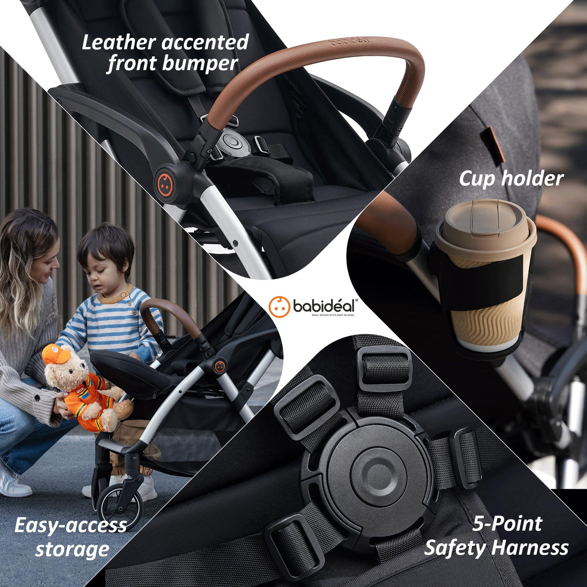 Lightweight Self-Folding Baby Stroller with Canopy and Cup Holder V6626