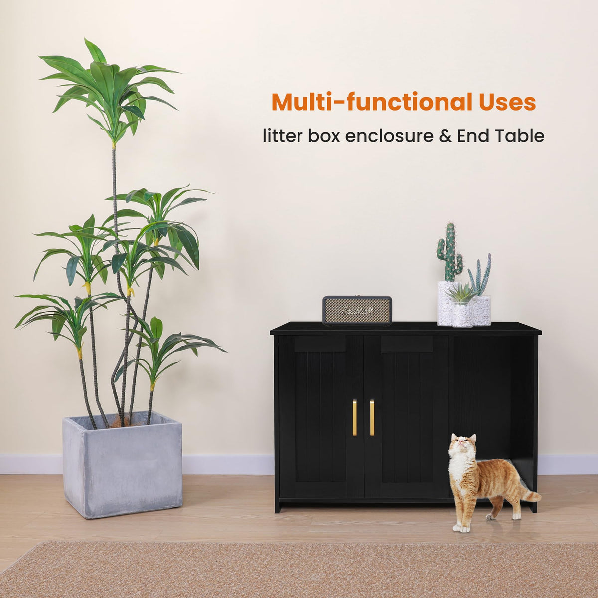 Cat Litter Box Enclosure with Scratching Mat J236