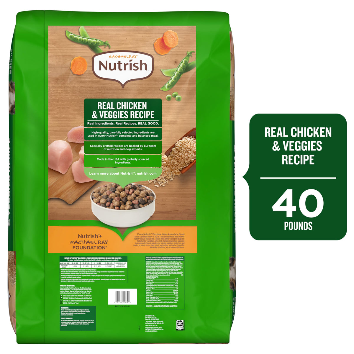 Dry Dog Food, Real Chicken & Veggies, 40 lb. Bag A1442