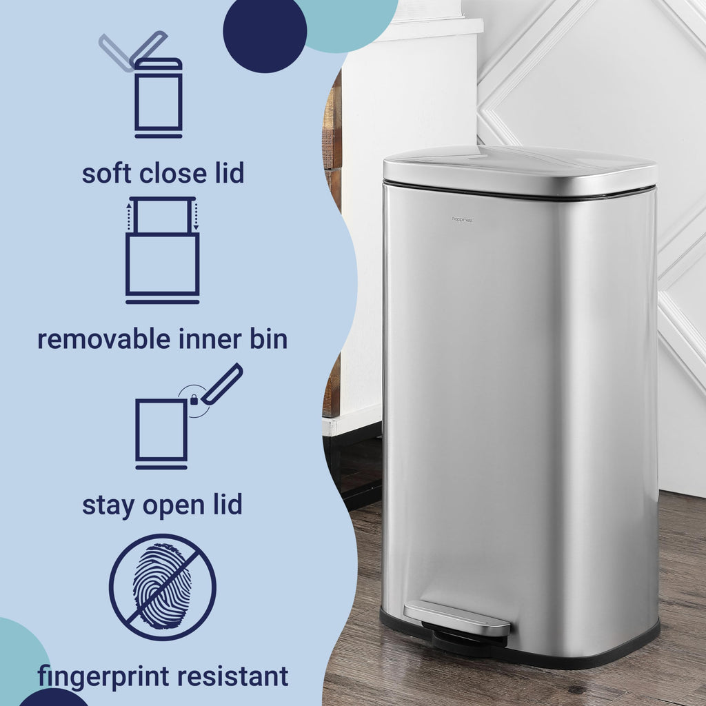 8 Gal Step Trash Can Soft Close 25" U6930