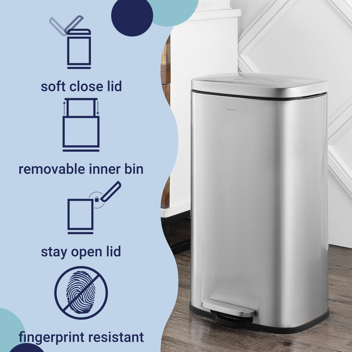 8 Gal Step Trash Can Soft Close 25" U6930