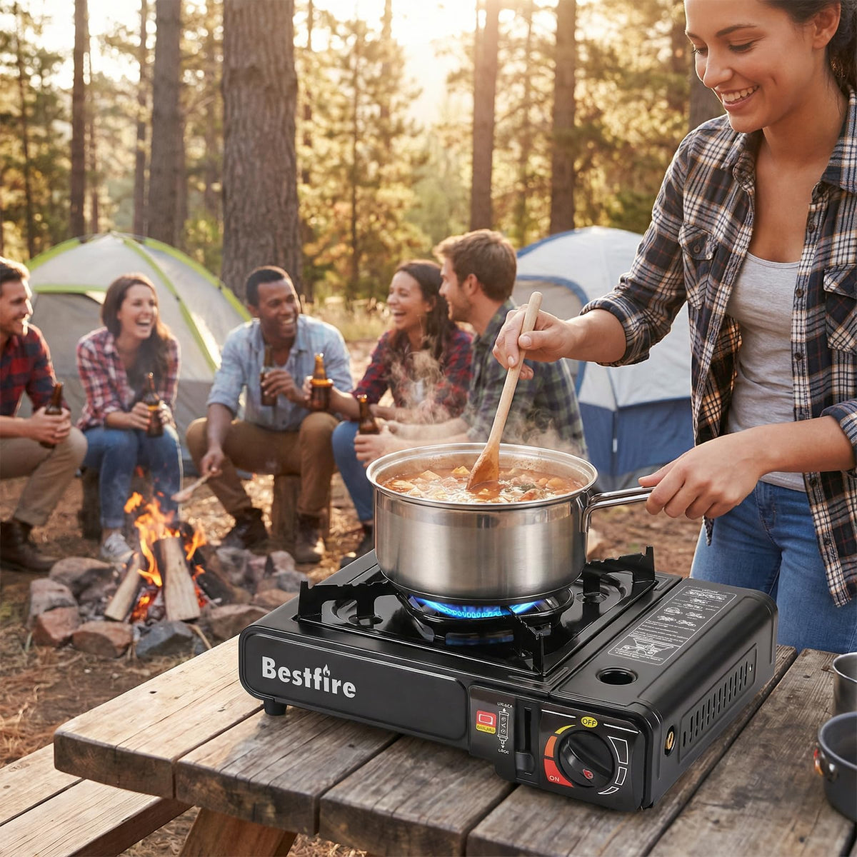 Portable Dual Fuel Single Burner Camping Stove I47483