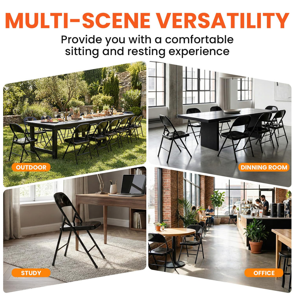 10 Pack Black Metal Folding Chairs P197