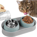 Tilted Stainless Steel Cat Food and Water Bowl Set G7402