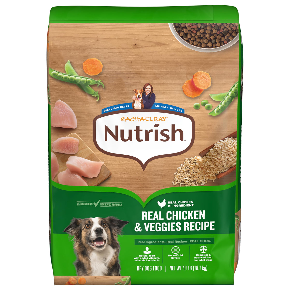 Dry Dog Food, Real Chicken & Veggies, 40 lb. Bag A1442