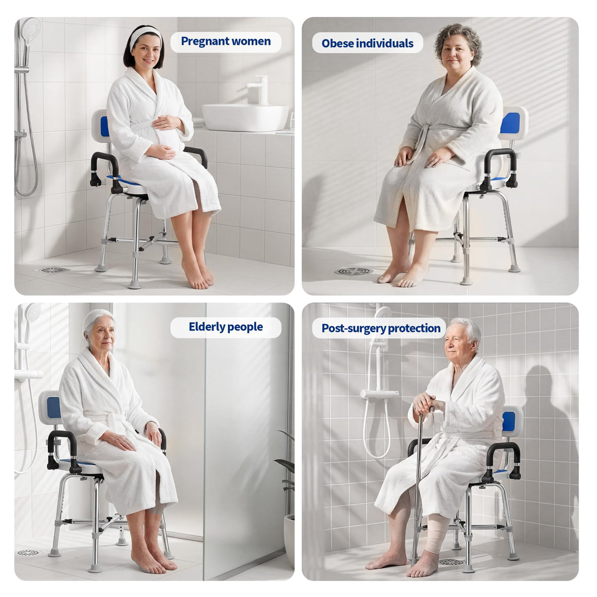 360° Swivel Shower Chair, 500 lbs Capacity, Height Adjustable E238