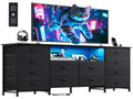 Black 12 Drawer LED Dresser TV Stand C376805
