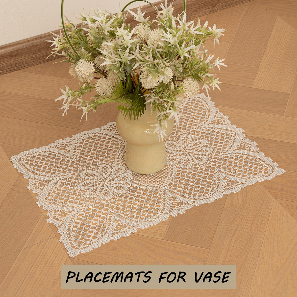 2 Pcs Rectangle Lace Placemats 12x17 Inch Y8466