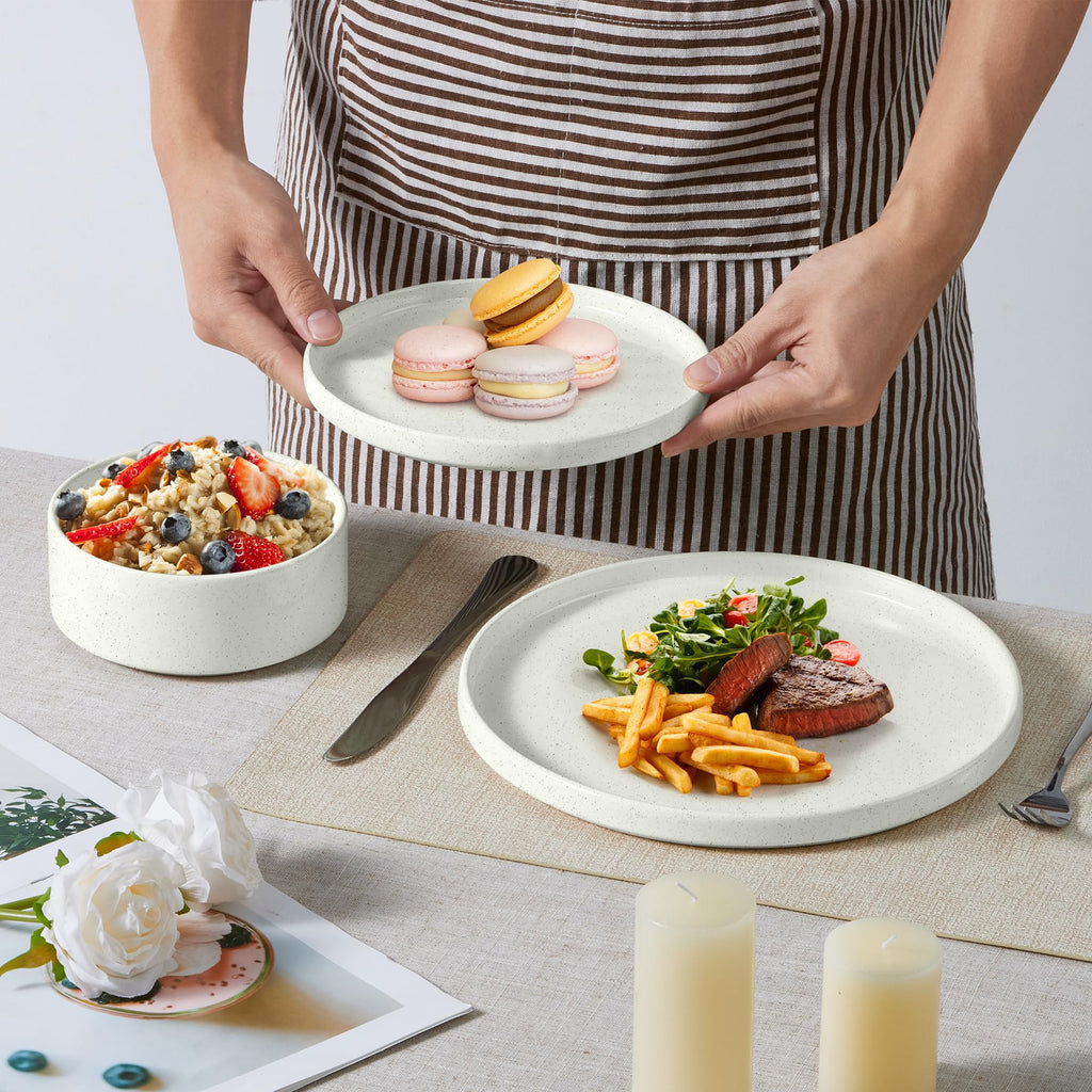 18-Piece Speckled White Stoneware Dinnerware Set C624