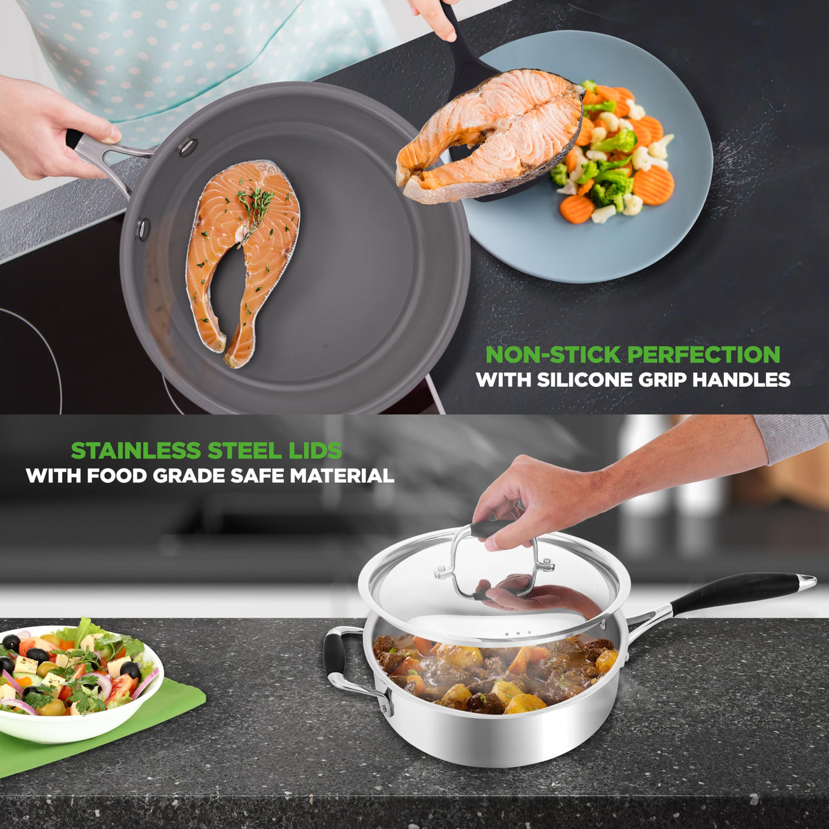12-Piece Stainless Steel Non-Stick Cookware Set R6116