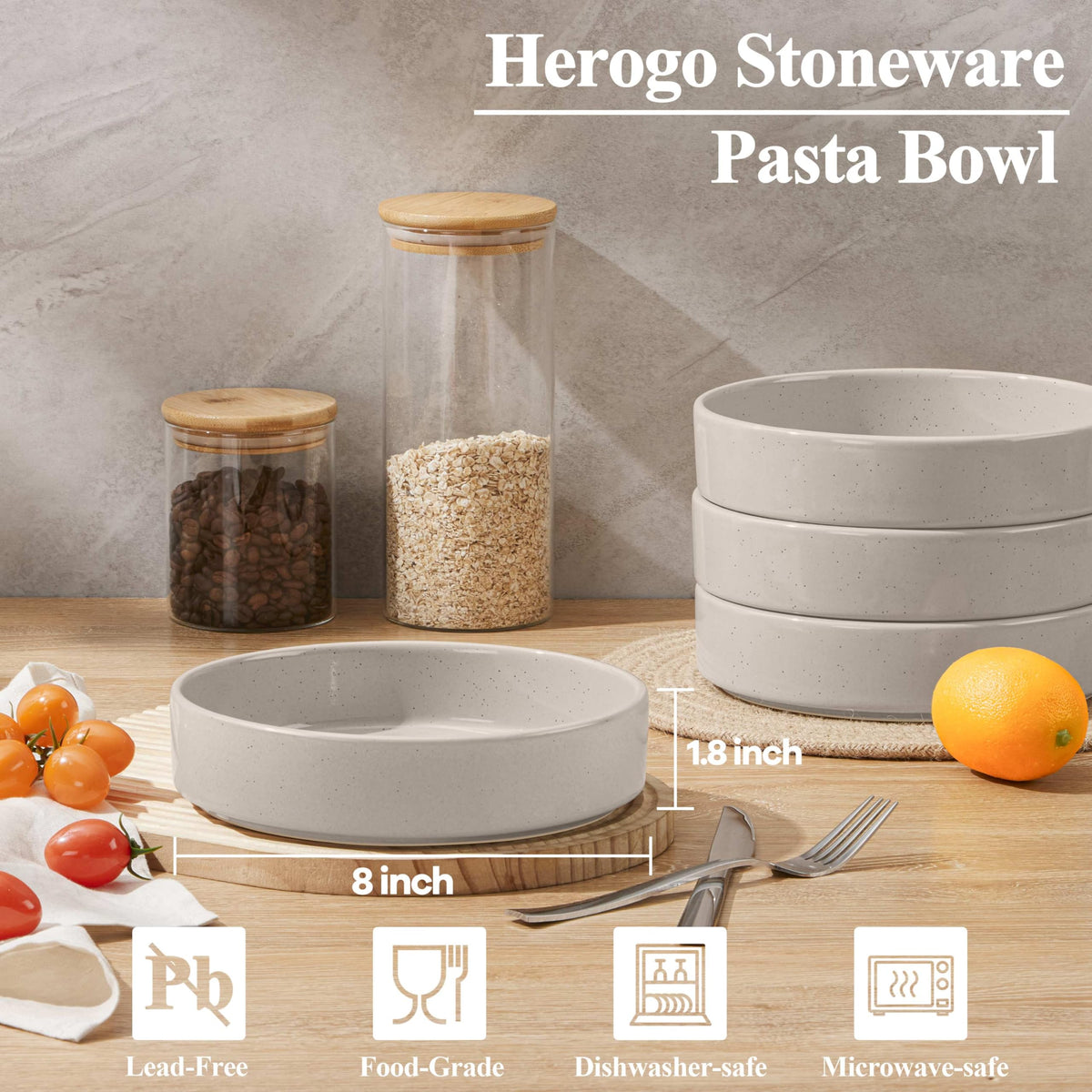Set of 4 35oz Stoneware Pasta Bowls R53032