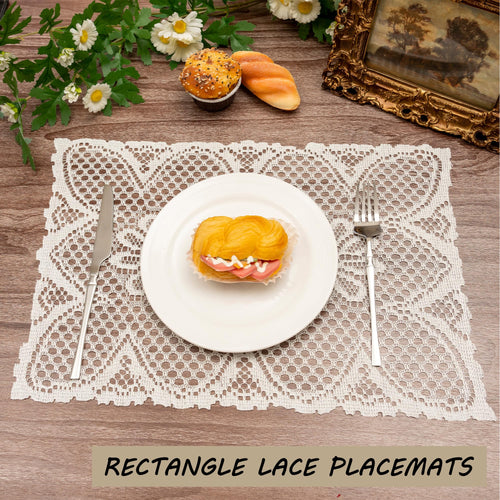 2 Pcs Rectangle Lace Placemats 12x17 Inch Y8466