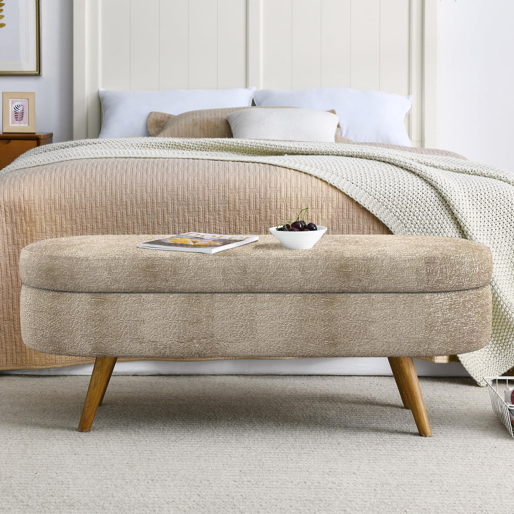 Oval Storage Bench with Rubber Wood Legs X274281