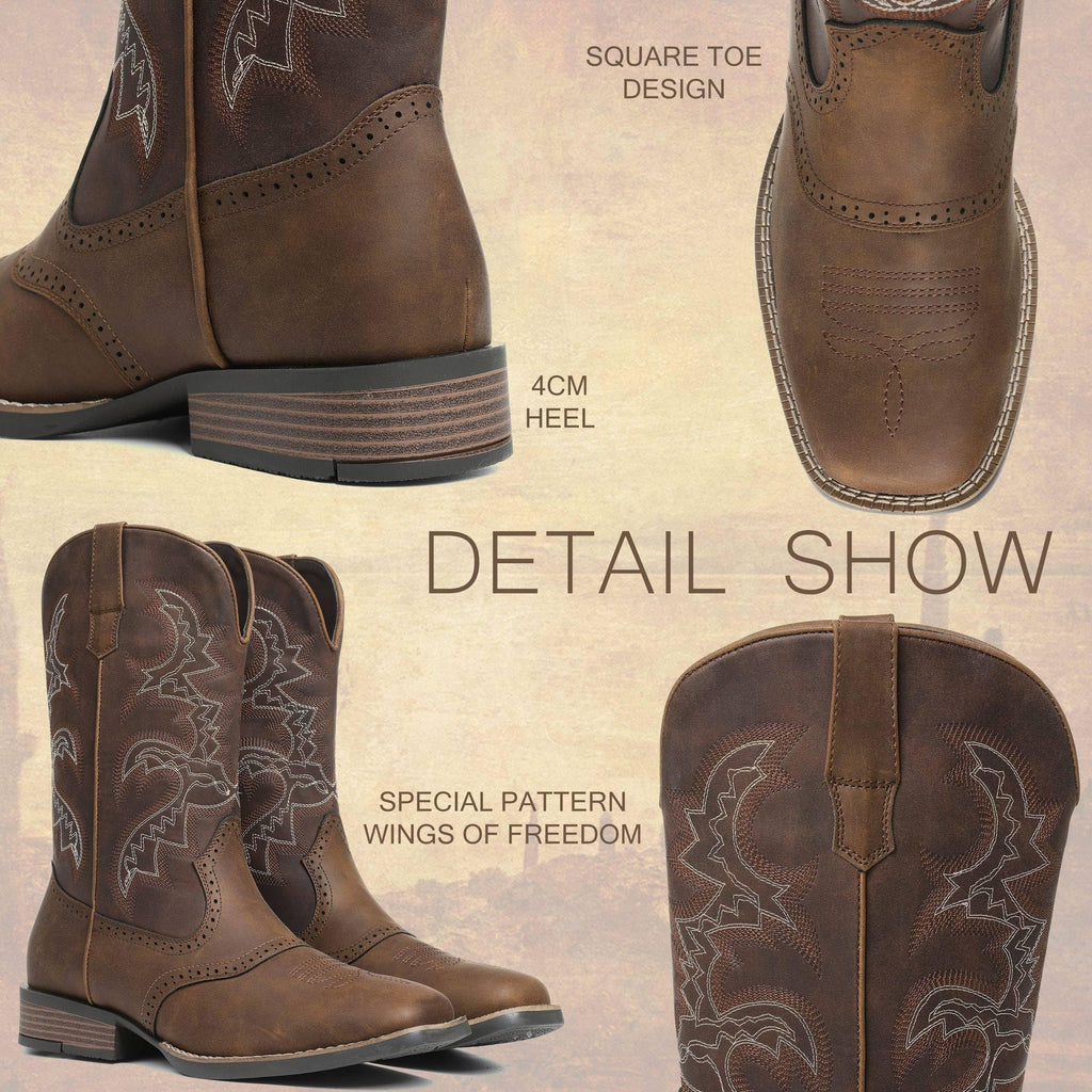 Cowboy Boots Square Toe Slip Resistant Work N758674
