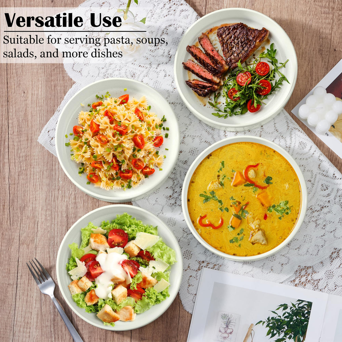18-Piece Speckled White Stoneware Dinnerware Set C624
