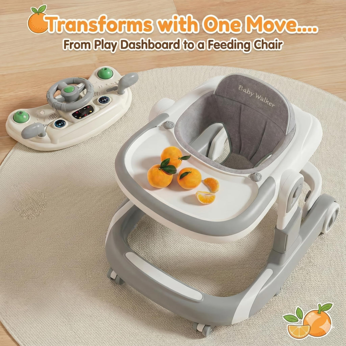 Foldable Baby Walker with Wheels and Bouncing Foot Mat Z99924