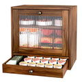 Wooden Bread Box with Drawer & Window U981507