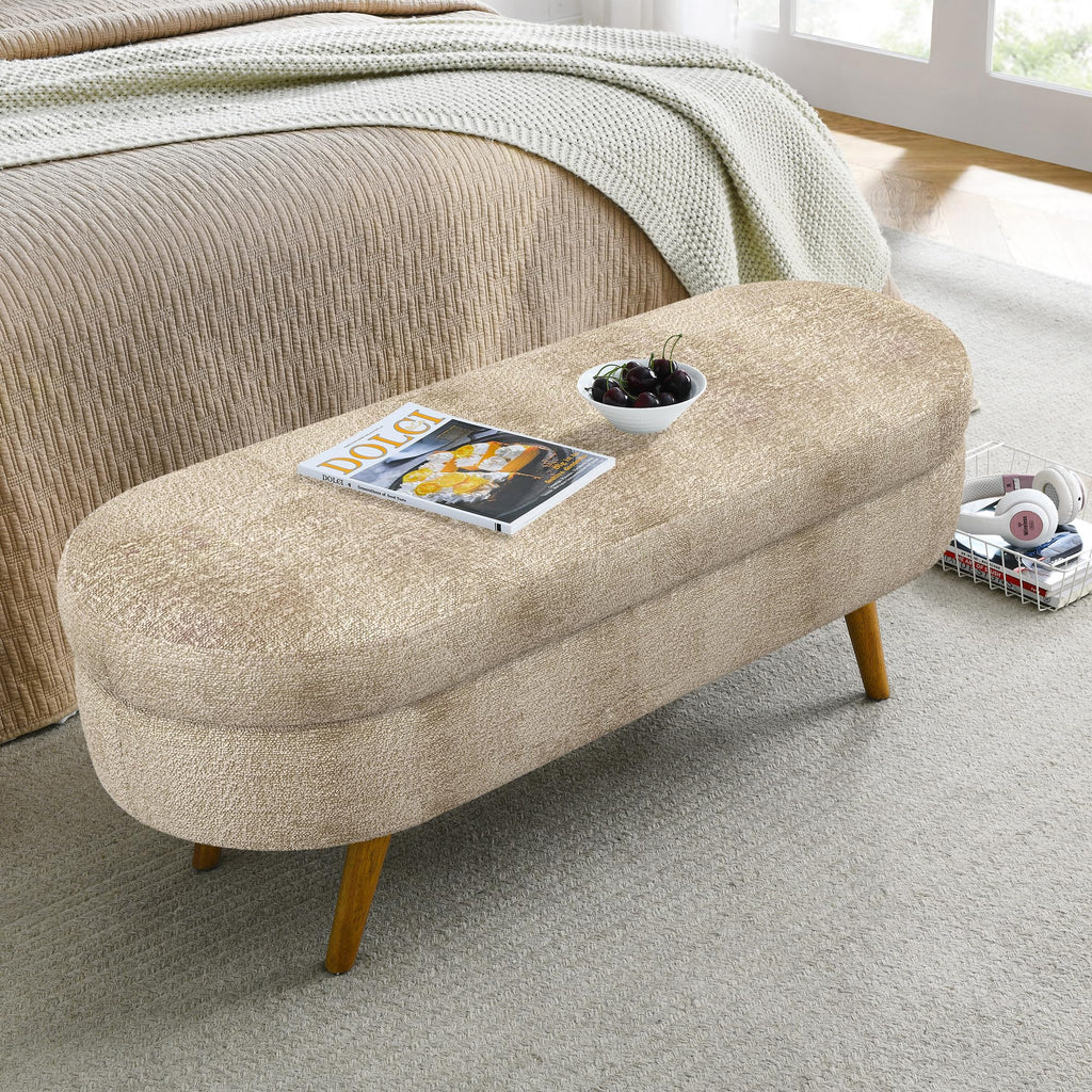 Oval Storage Bench with Rubber Wood Legs X274281